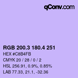カラーコード: RGB 200.3 180.4 251 | qconv.com