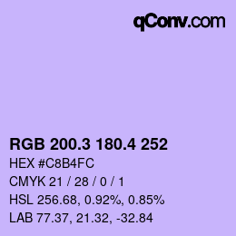 カラーコード: RGB 200.3 180.4 252 | qconv.com