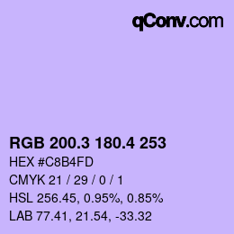 カラーコード: RGB 200.3 180.4 253 | qconv.com