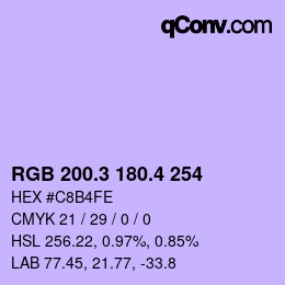 カラーコード: RGB 200.3 180.4 254 | qconv.com