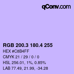 カラーコード: RGB 200.3 180.4 255 | qconv.com