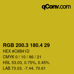 カラーコード: RGB 200.3 180.4 29 | qconv.com