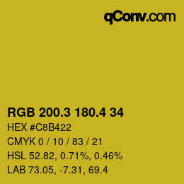 カラーコード: RGB 200.3 180.4 34 | qconv.com