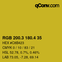 カラーコード: RGB 200.3 180.4 35 | qconv.com