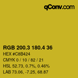 カラーコード: RGB 200.3 180.4 36 | qconv.com