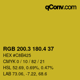カラーコード: RGB 200.3 180.4 37 | qconv.com