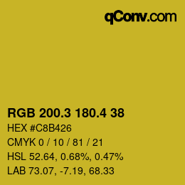 カラーコード: RGB 200.3 180.4 38 | qconv.com