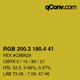 カラーコード: RGB 200.3 180.4 41 | qconv.com