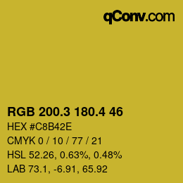 カラーコード: RGB 200.3 180.4 46 | qconv.com
