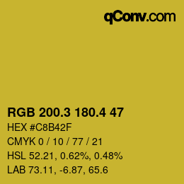 カラーコード: RGB 200.3 180.4 47 | qconv.com