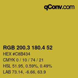 カラーコード: RGB 200.3 180.4 52 | qconv.com