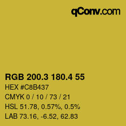 カラーコード: RGB 200.3 180.4 55 | qconv.com