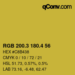 カラーコード: RGB 200.3 180.4 56 | qconv.com