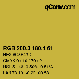 カラーコード: RGB 200.3 180.4 61 | qconv.com