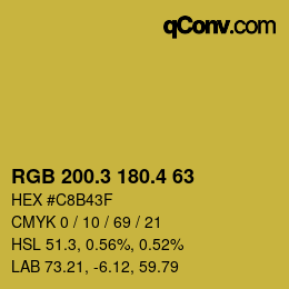 カラーコード: RGB 200.3 180.4 63 | qconv.com