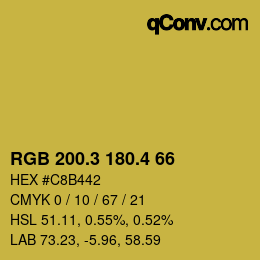 カラーコード: RGB 200.3 180.4 66 | qconv.com