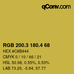 カラーコード: RGB 200.3 180.4 68 | qconv.com