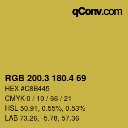 カラーコード: RGB 200.3 180.4 69 | qconv.com