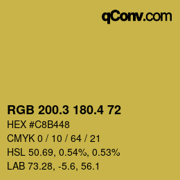 カラーコード: RGB 200.3 180.4 72 | qconv.com