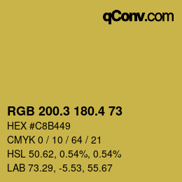 カラーコード: RGB 200.3 180.4 73 | qconv.com