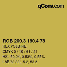 カラーコード: RGB 200.3 180.4 78 | qconv.com
