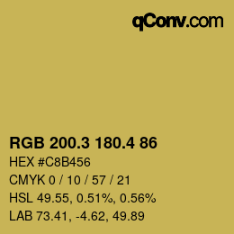 カラーコード: RGB 200.3 180.4 86 | qconv.com