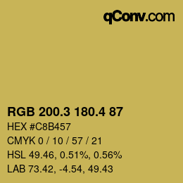 カラーコード: RGB 200.3 180.4 87 | qconv.com