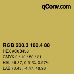 カラーコード: RGB 200.3 180.4 88 | qconv.com