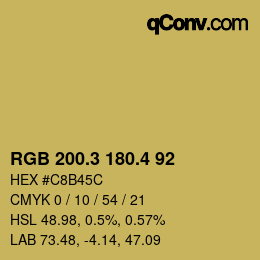 カラーコード: RGB 200.3 180.4 92 | qconv.com
