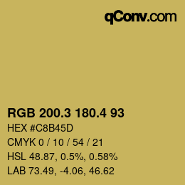 カラーコード: RGB 200.3 180.4 93 | qconv.com