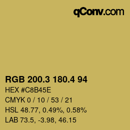 カラーコード: RGB 200.3 180.4 94 | qconv.com