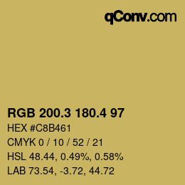 カラーコード: RGB 200.3 180.4 97 | qconv.com