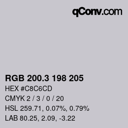 カラーコード: RGB 200.3 198 205 | qconv.com