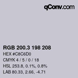 カラーコード: RGB 200.3 198 208 | qconv.com