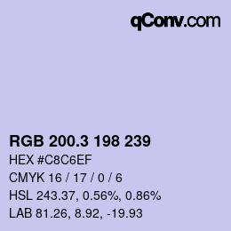 カラーコード: RGB 200.3 198 239 | qconv.com