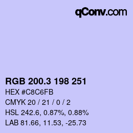 カラーコード: RGB 200.3 198 251 | qconv.com