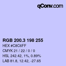 カラーコード: RGB 200.3 198 255 | qconv.com