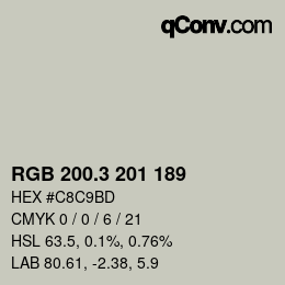 カラーコード: RGB 200.3 201 189 | qconv.com