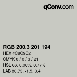 カラーコード: RGB 200.3 201 194 | qconv.com