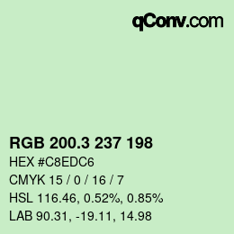 カラーコード: RGB 200.3 237 198 | qconv.com
