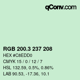 カラーコード: RGB 200.3 237 208 | qconv.com