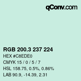 カラーコード: RGB 200.3 237 224 | qconv.com