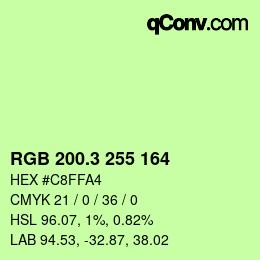 カラーコード: RGB 200.3 255 164 | qconv.com