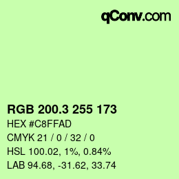 カラーコード: RGB 200.3 255 173 | qconv.com