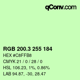 カラーコード: RGB 200.3 255 184 | qconv.com