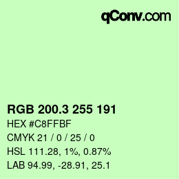 カラーコード: RGB 200.3 255 191 | qconv.com
