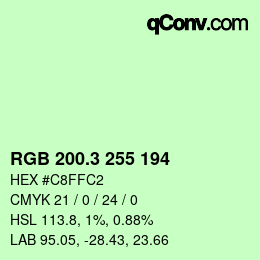 カラーコード: RGB 200.3 255 194 | qconv.com