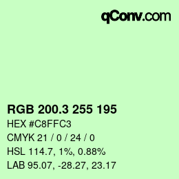 カラーコード: RGB 200.3 255 195 | qconv.com