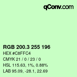 カラーコード: RGB 200.3 255 196 | qconv.com