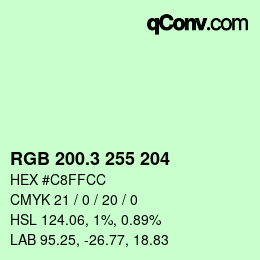 カラーコード: RGB 200.3 255 204 | qconv.com